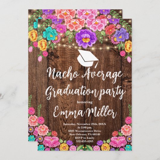 Fiesta Nacho Gemiddeld Afstudeerfeest Kaart (Voorkant / Achterkant)