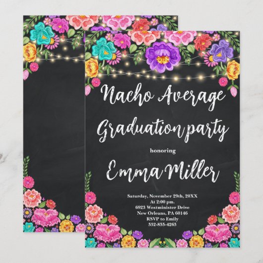 Fiesta Nacho Gemiddeld Afstudeerfeest Kaart (Voorkant / Achterkant)