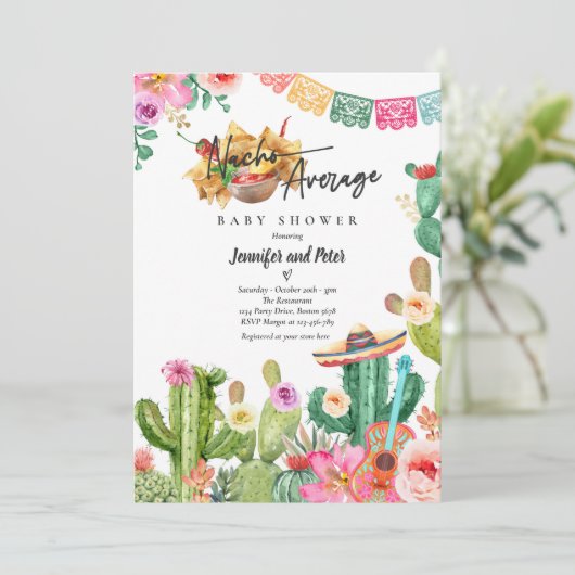 Fiesta Nacho Gemiddeld Baby shower Cactus Mexicaan Kaart (Staand voorkant)