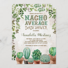 Fiesta Nacho Gemiddelde Baby shower Cactus Invite Kaart
