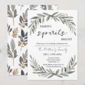 Fiesta Navidad Soft Pastel Wreath and Leaves Kaart (Voorkant / Achterkant)