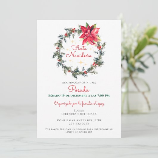 Fiesta Navideña Navidad Spanish Christmas Posada Kaart (Staand voorkant)