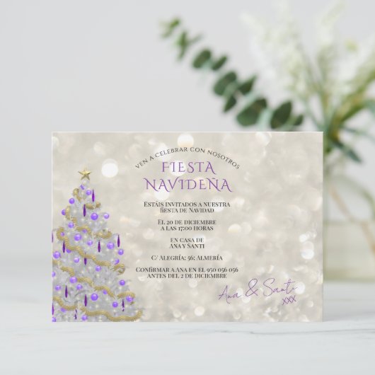 Fiesta Navideña Sofisticada Kaart (Staand voorkant)