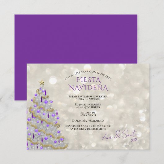 Fiesta Navideña Sofisticada Kaart (Voorkant / Achterkant)