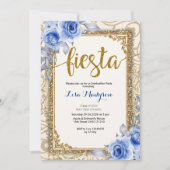 Fiesta Navy Blue Afstuderen Invitation Party Kaart (Voorkant)