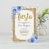 Fiesta Navy Blue Afstuderen Invitation Party Kaart (Staand voorkant)