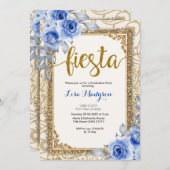 Fiesta Navy Blue Afstuderen Invitation Party Kaart (Voorkant / Achterkant)