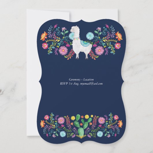 Fiesta Oefenavondmaal Llama Folk Bloemen Cactussen Kaart (Achterkant)