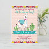 Fiesta, Ooh La Llama Verjaardag Uitnodiging (Staand voorkant)