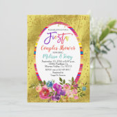 Fiesta Paar Douche Uitnodiging Bloemen (Staand voorkant)