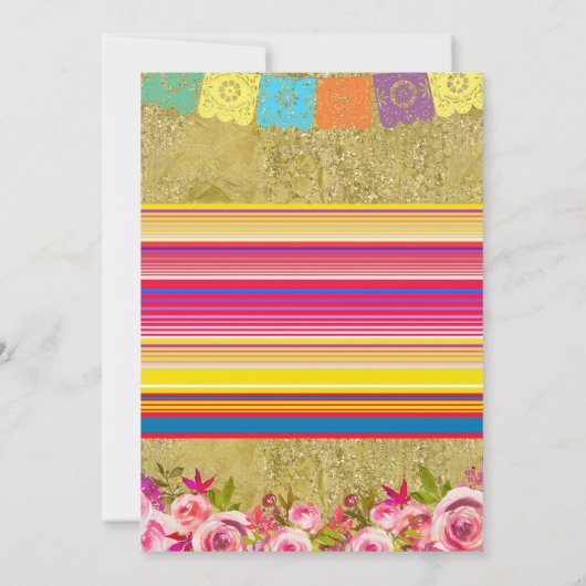 Fiesta Paar Douche Uitnodiging Bloemen (Achterkant)