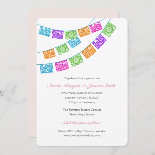 Fiesta Papel Picado bruiloft uitnodiging (Voorkant / Achterkant)