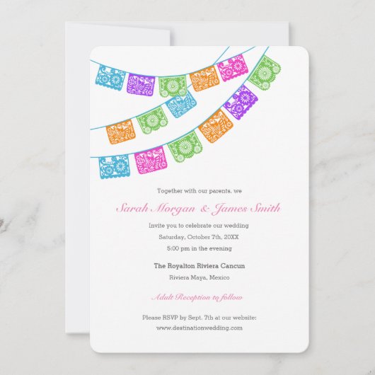 Fiesta Papel Picado bruiloft uitnodiging (Voorkant)