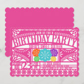 Fiesta Papel Picado Vlag FUCHSIA Sweet 16 Verjaard Kaart (Voorkant / Achterkant)