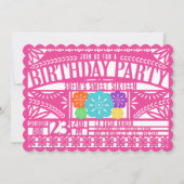Fiesta Papel Picado Vlag FUCHSIA Sweet 16 Verjaard Kaart (Voorkant)