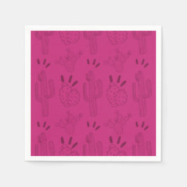 Fiesta Paper Napkin Mexican Cactus Floral Pink Servet