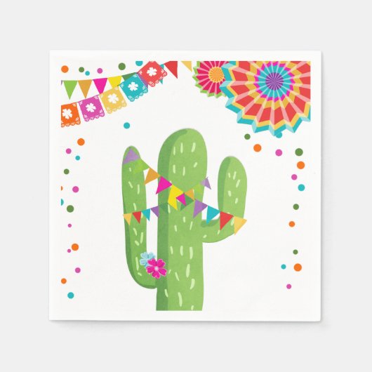 Fiesta Papier Servet Mexicaanse Cactus Bloemen Ver (Voorkant)