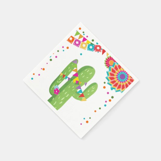 Fiesta Papier Servet Mexicaanse Cactus Bloemen Ver (Hoek)