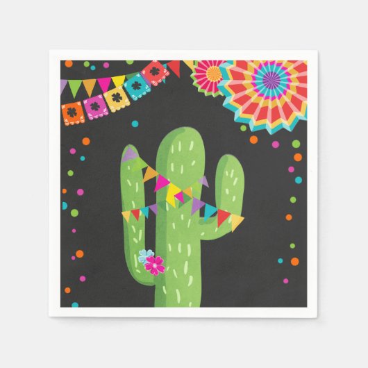Fiesta Papier Servet Mexicaanse Cactus Bloemen Ver (Voorkant)