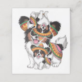 Fiesta Papillon Hond met Sombrero en Sarape Afsprakenkaart (Buitenkant ongevouwen)