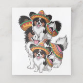 Fiesta Papillon Hond met Sombrero en Sarape Afsprakenkaart (Binnenkant ongevouwen)