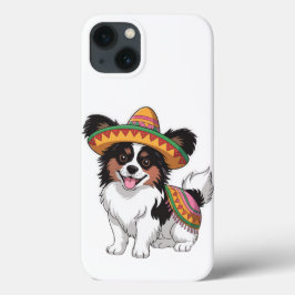 Fiesta Papillon Hond met Sombrero en Sarape Case-Mate iPhone Case