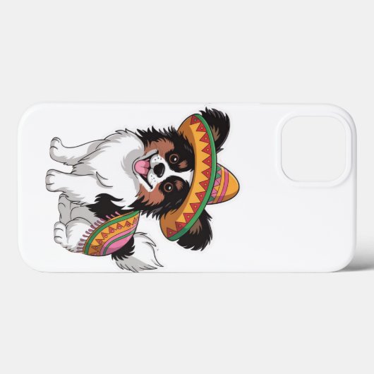 Fiesta Papillon Hond met Sombrero en Sarape Case-Mate iPhone Case (Achterkant (horizontaal))