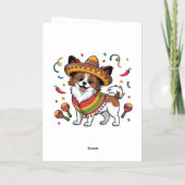 Fiesta Papillon Hond met Sombrero en Sarape Folie Wenskaart (Achterkant)