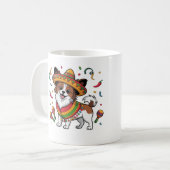 Fiesta Papillon Hond met Sombrero en Sarape Koffiemok (Voorkant links)