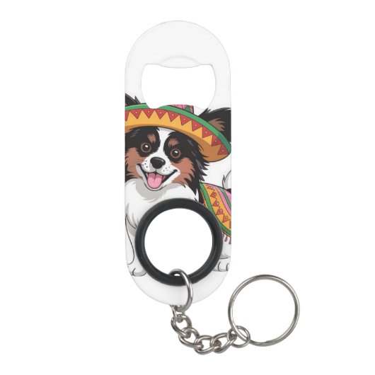Fiesta Papillon Hond met Sombrero en Sarape Mini Flessenopener (Achterkant)