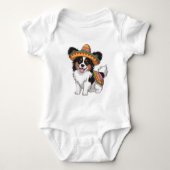 Fiesta Papillon Hond met Sombrero en Sarape Romper (Voorkant)