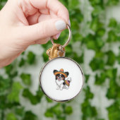 Fiesta Papillon Hond met Sombrero en Sarape Sleutelhanger (Hand)