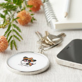 Fiesta Papillon Hond met Sombrero en Sarape Sleutelhanger (Zijkant)