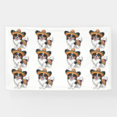 Fiesta Papillon Hond met Sombrero en Sarape Spandoek (Horizontaal)