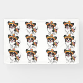 Fiesta Papillon Hond met Sombrero en Sarape Spandoek