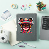 Fiesta Papillon Hond met Sombrero en Sarape Sticker (iPad Cover)