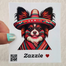 Fiesta Papillon Hond met Sombrero en Sarape