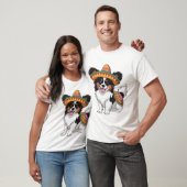 Fiesta Papillon Hond met Sombrero en Sarape T-shirt (Unisex)