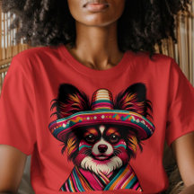 Fiesta Papillon Hond met Sombrero en Sarape