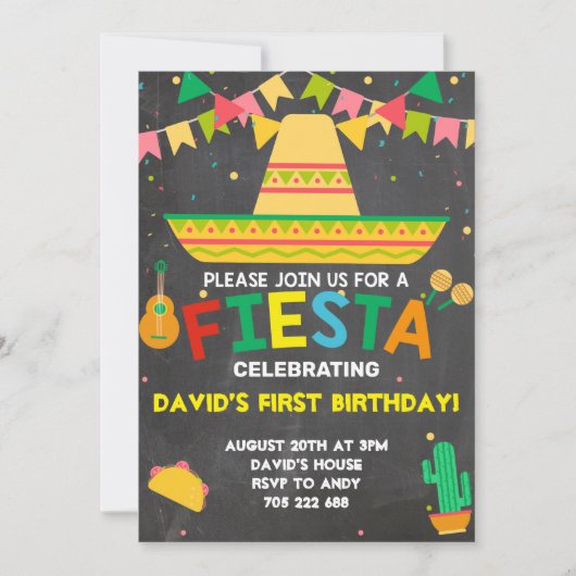 Fiesta Party Birthday Taco Boy Mexican Kaart (Voorkant)