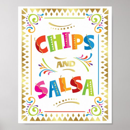 Fiesta Party CHIPS and SALSA Sign Print (Voorkant)