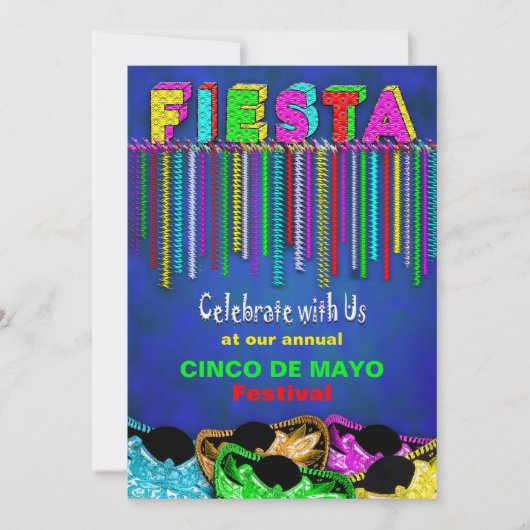 FIESTA PARTY INVITATION - CINCO DE MAY0 - BRIGHT KAART (Voorkant)