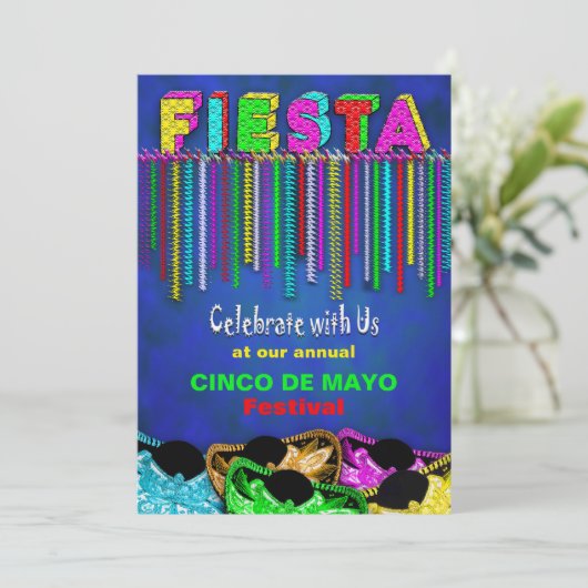 FIESTA PARTY INVITATION - CINCO DE MAY0 - BRIGHT KAART (Staand voorkant)