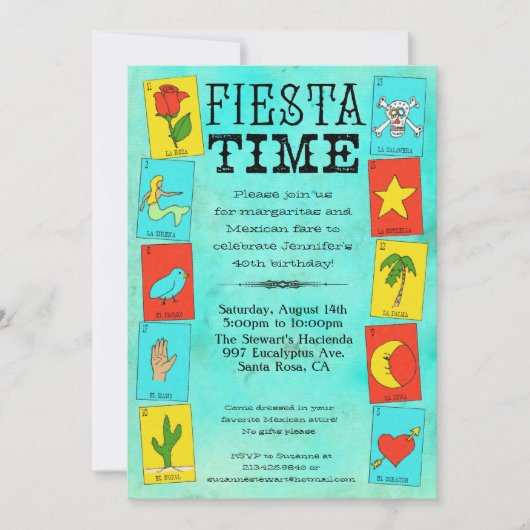 Fiesta Party Invitation Lotteria Cards Kaart (Voorkant)