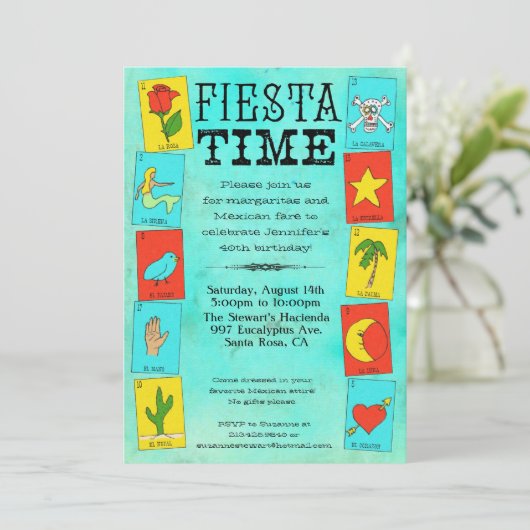Fiesta Party Invitation Lotteria Cards Kaart (Staand voorkant)