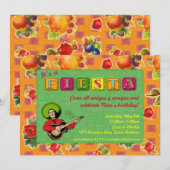 Fiesta Party Invitation - Mariachi Man Oranje Kaart (Voorkant / Achterkant)