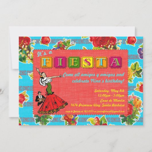 Fiesta Party Invitation - Mexicaanse danser Kaart (Voorkant)