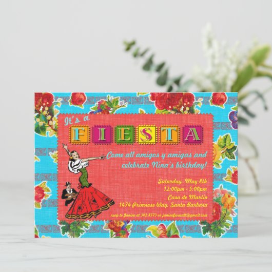 Fiesta Party Invitation - Mexicaanse danser Kaart (Staand voorkant)