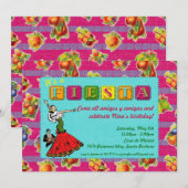 Fiesta Party Invitation - Mexicaanse dansermagenta Kaart (Voorkant / Achterkant)