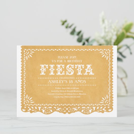 Fiesta Party Papel Picado Uitnodigingen (Staand voorkant)